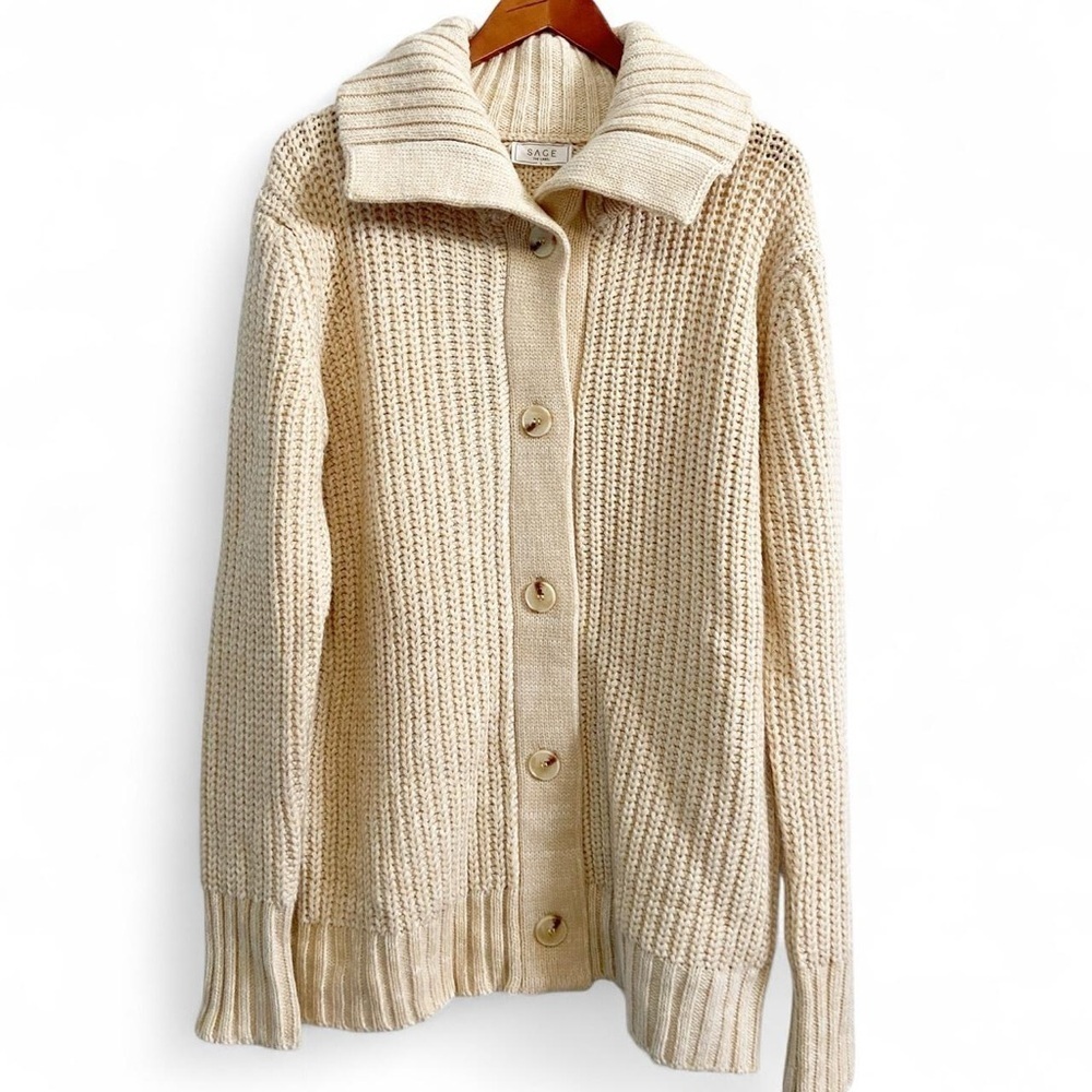 Boutique Cozy Cream Button-Up Women's Sweater Cardigan - Picture 1 of 6